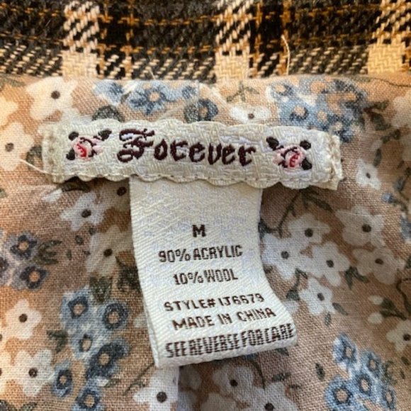 2/$15 Forever junior's fashion coat, grey windowpane, M - Picture 3 of 3